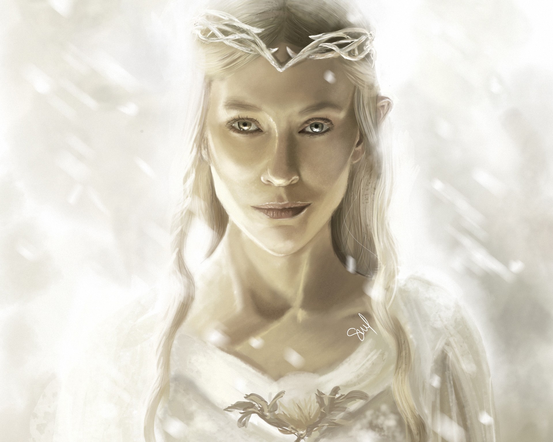 Galadriel, Elven, Fantasy girl, The Lord of the Rings, Artwork Wallpapers H...