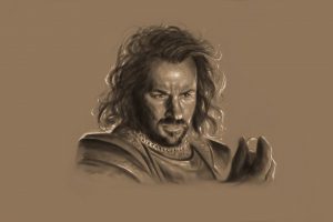 Isildur, Men, Long hair, King, The Lord of the Rings, The One Ring, Drawing, Simple background, Movies, Digital art, Artwork