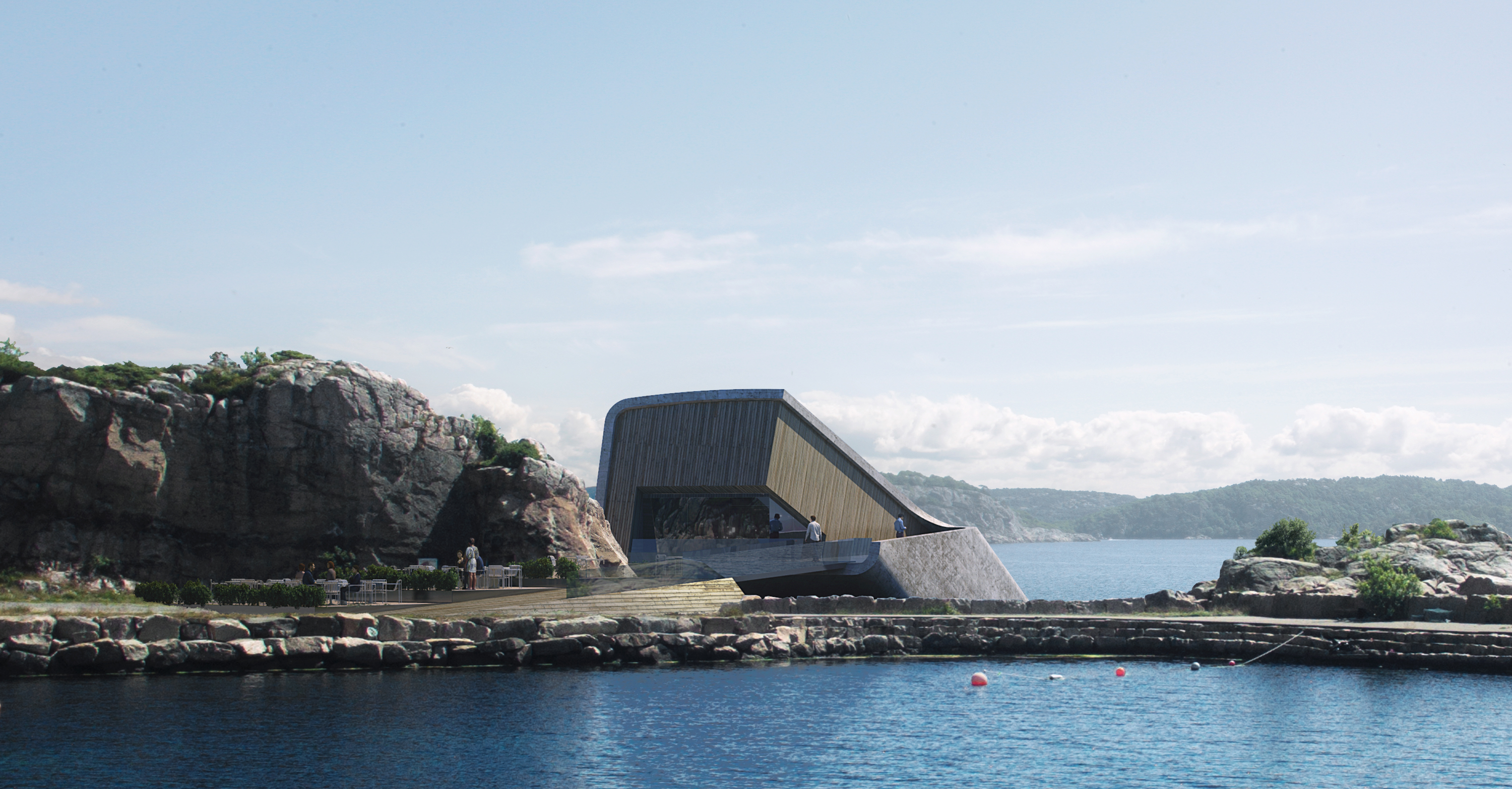 architecture, Modern, Building, Clouds, Restaurant, Norway, Nature, Landscape, Water, Rock Wallpaper