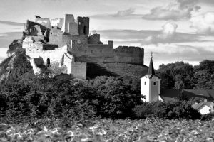 architecture, Ancient, Castle, Monochrome, Slovakia, Ruin, Clouds, Church, Field, Trees, House