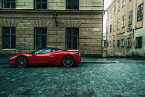 Ferrari, Car, Street, Urban, Building, Cobblestone, Ferrari 458 Italia, Ferrari 458