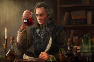men, Regis, Vampires, Grey hair, Old people, The Witcher 3: Wild Hunt, Video games, Potions, Alchemy, The Witcher, Digital art, Artwork, Blood and wine