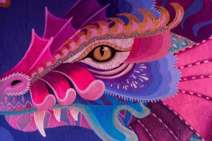 eyes, Dragon, Artwork, Mural, Wall, Pink, Purple