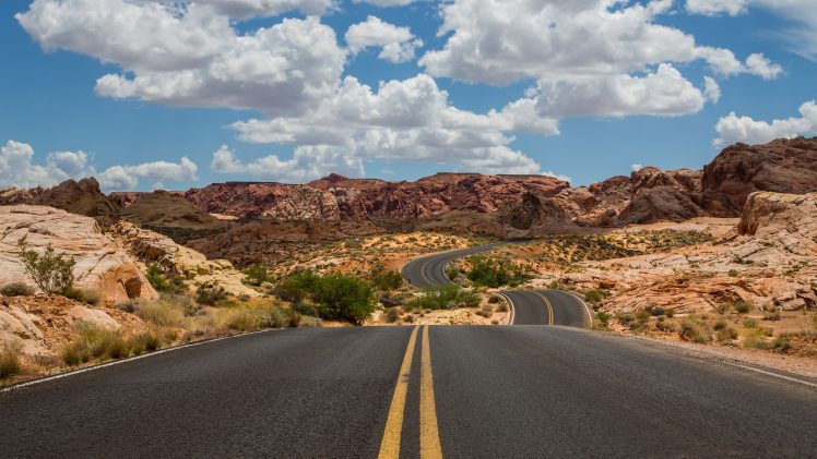 clouds, Rocks, Road, Desert, Landscape HD Wallpaper Desktop Background