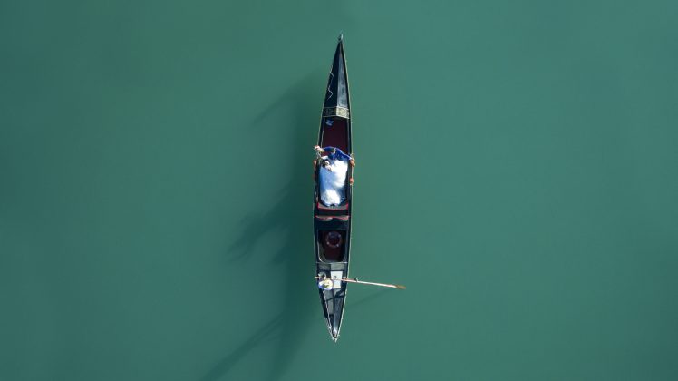 drone, River, Water, Gondolas HD Wallpaper Desktop Background
