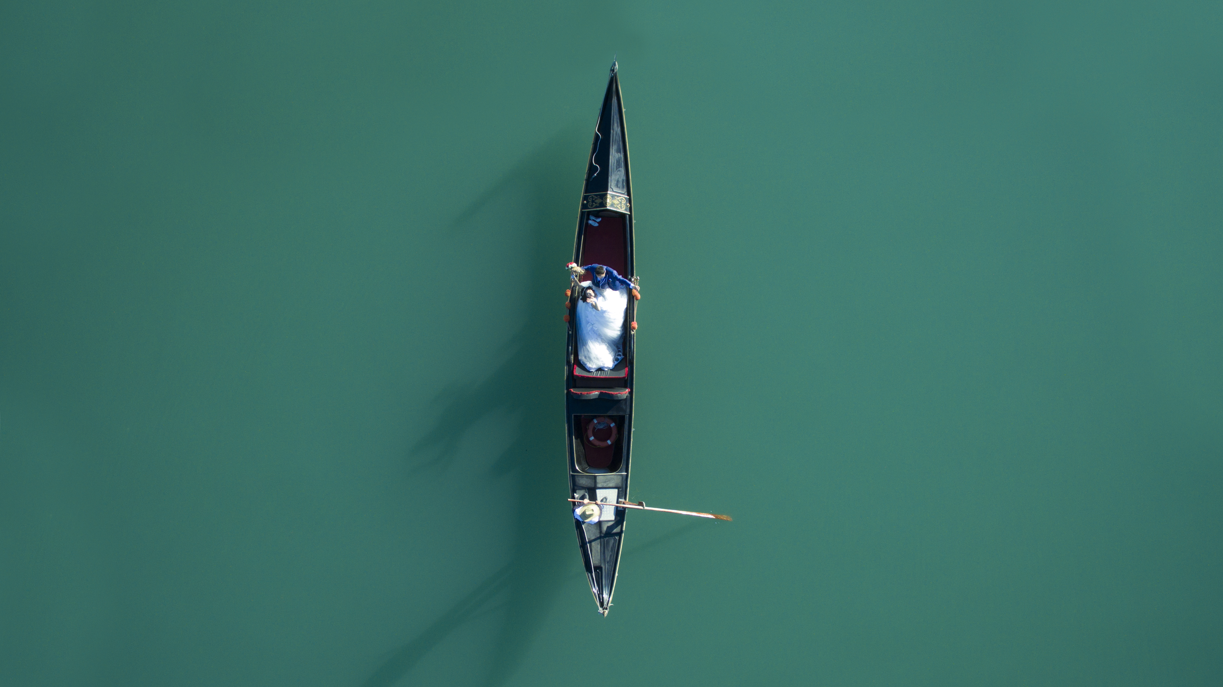 drone, River, Water, Gondolas Wallpaper