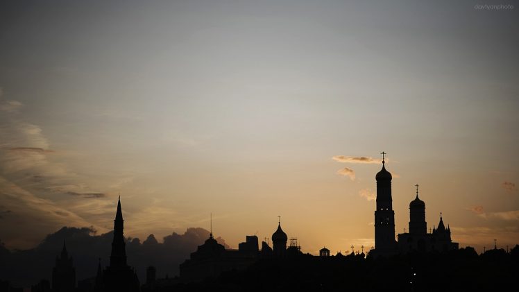 city, Moscow, Church, Sunset, Landscape, Silhouette HD Wallpaper Desktop Background