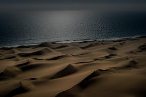 night, Desert, Sea, Sand, Water