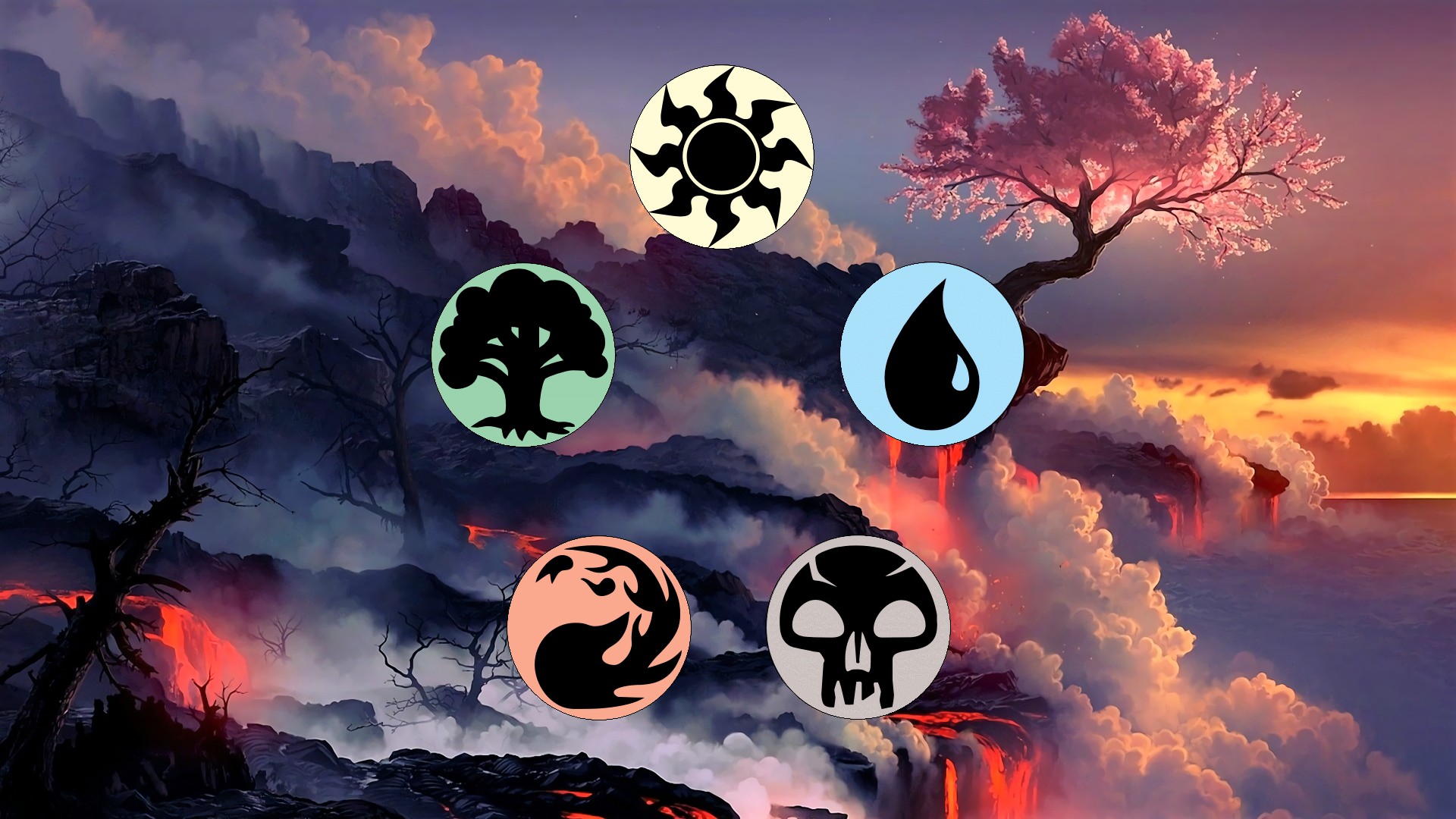 Magic: The Gathering, Trading Card Games, Elements, Lava, Smoke, Cherry blossom Wallpaper