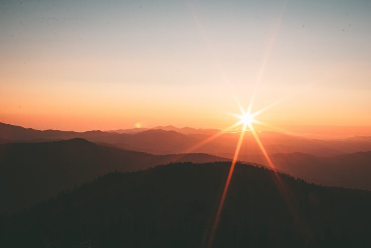 Ivana Cajina, Landscape, Mountains, Smoky Mountains, Sunrise, Sun rays HD Wallpaper Desktop Background