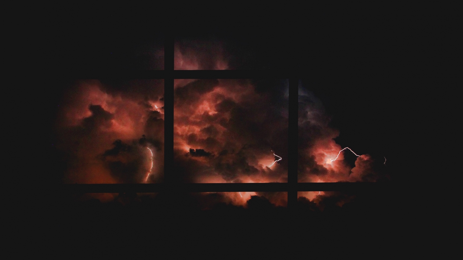 digital art, Minimalism, Simple background, Clouds, Storm, Black background, Lightning, Grid Wallpaper