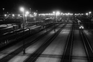 photography, Monochrome, Railway, Train station, Train, Lights, Lamp, Night, Locomotive
