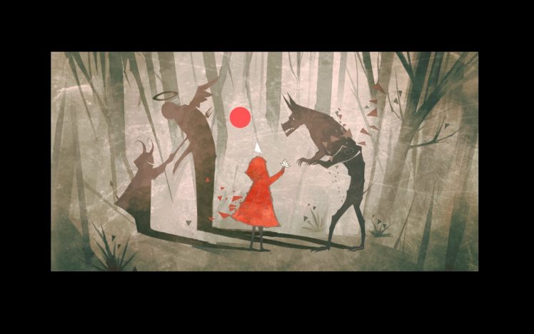 Little Red Riding Hood, Digital art, Wolf, Shadow, Books HD Wallpaper Desktop Background