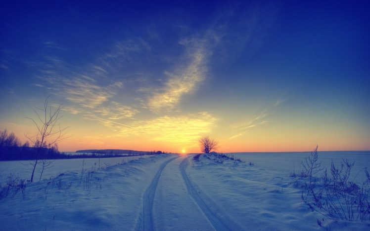 sunset, Snow, Sky HD Wallpaper Desktop Background