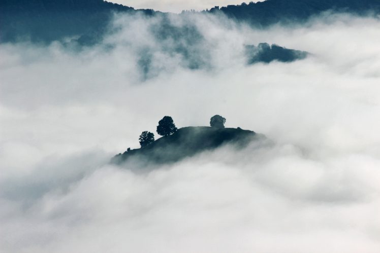 clouds, Mountains, Trees HD Wallpaper Desktop Background
