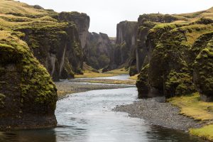 Fjaðrárgljúfur, Iceland, River, Hills, Moss, Landscape