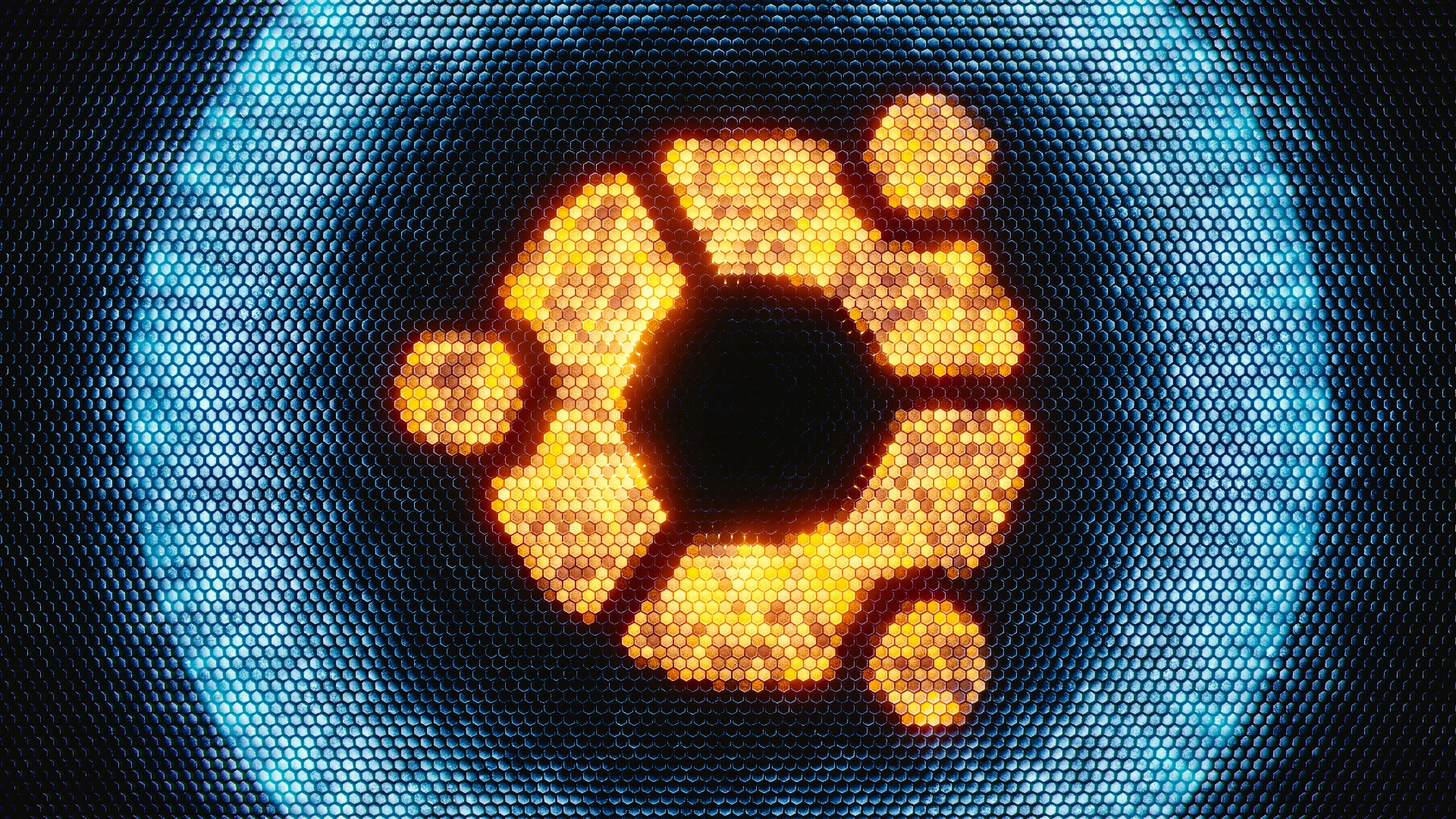 Ubuntu, Logo, Linux, Glowing, Hexagon Wallpaper