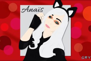 women, Cat girl, White hair, Green eyes, Artwork, Red, Adobe Illustrator, Drawing