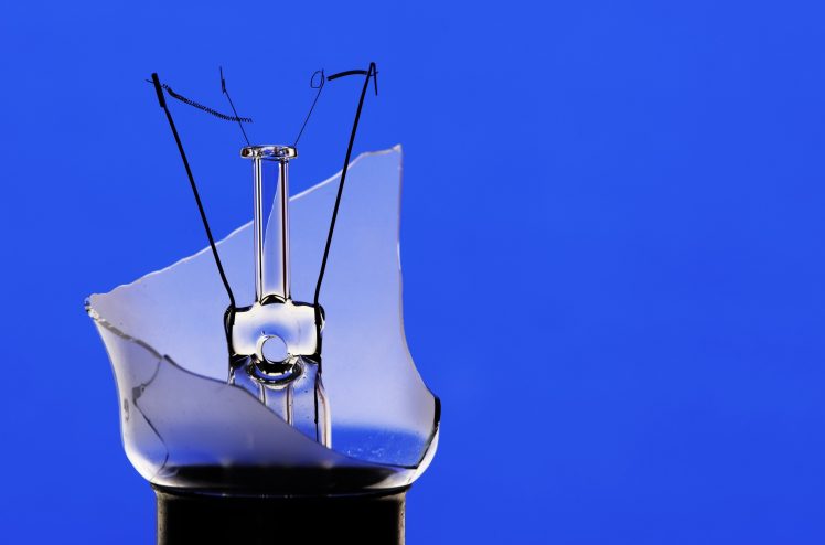 blue background, Lightbulb, Light bulb, Broken glass HD Wallpaper Desktop Background