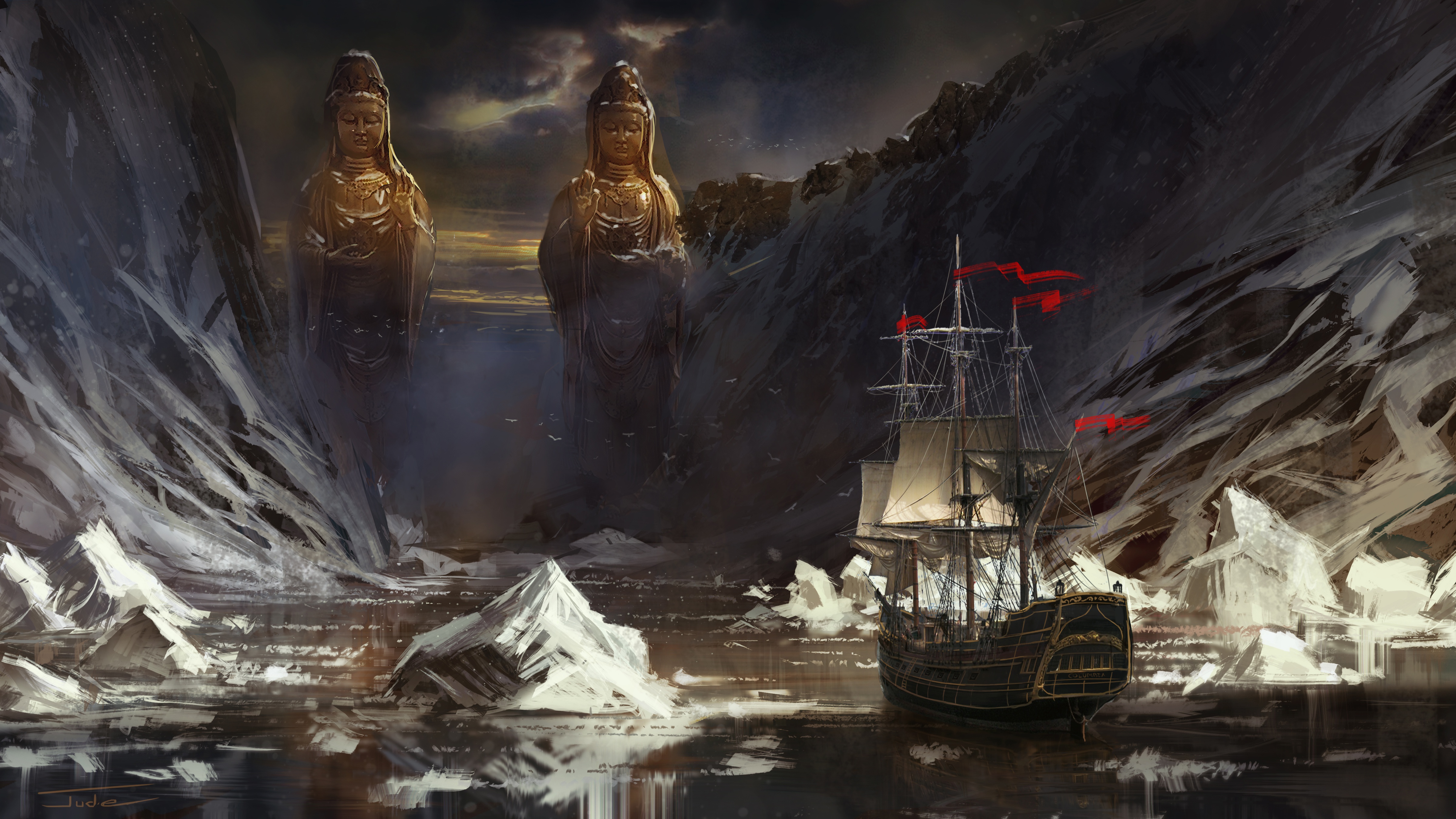 Jude Smith, Artwork, Fantasy art, Sailing ship Wallpaper