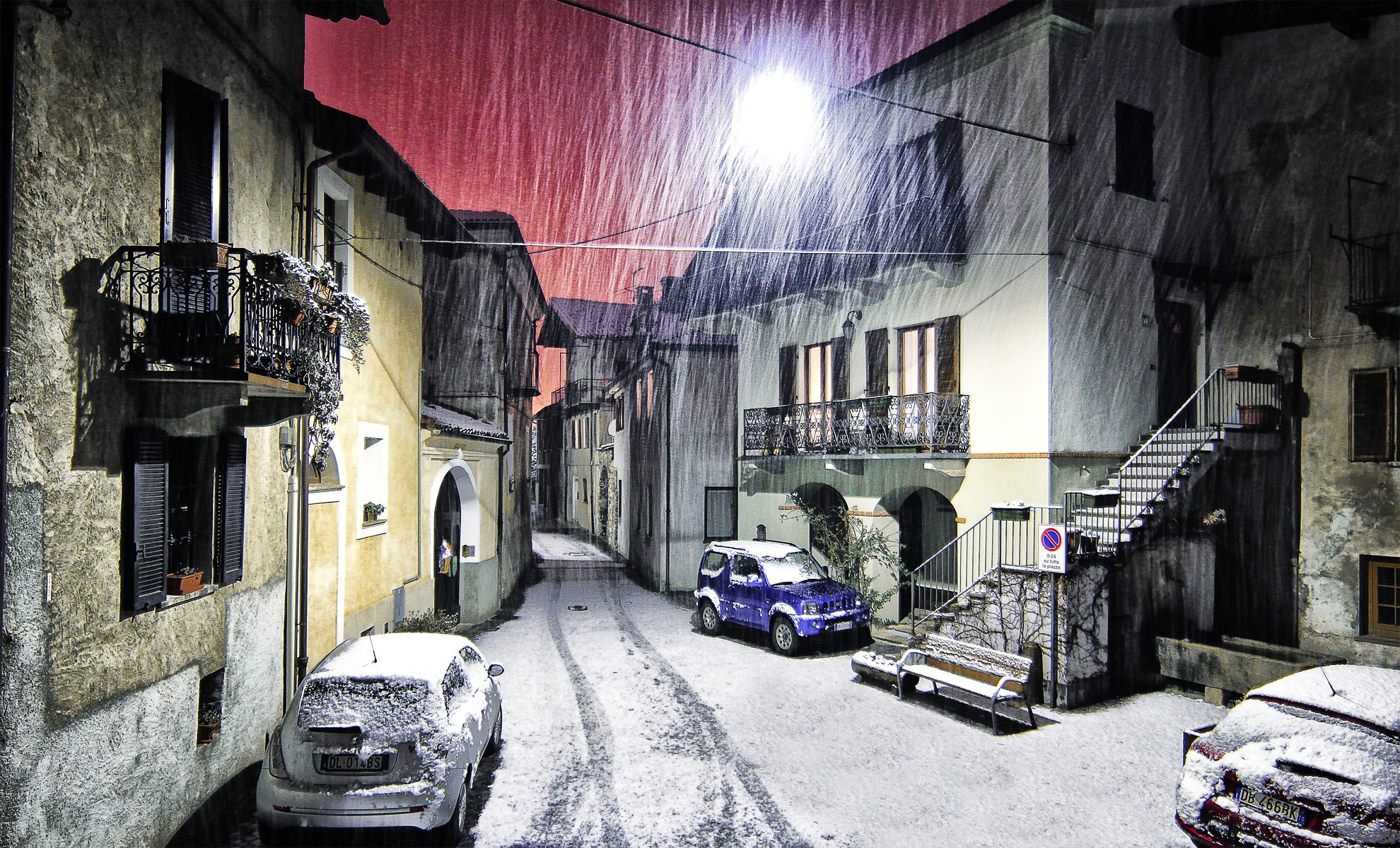 winter, Snow, Night, Italy Wallpaper