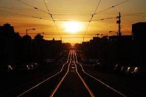 railway, Sunset