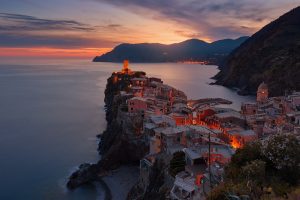 Vernazza, Italy, Sea, Mountains, Clouds, Horizon, Landscape, Nature