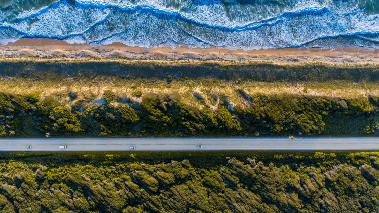landscape, Nature, Yukon, Drone, Trees, Waves, Road HD Wallpaper Desktop Background