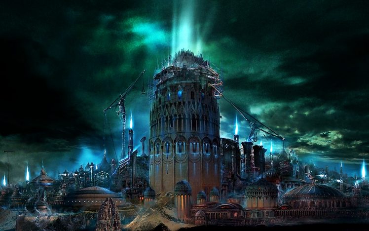Tower of Babel, Lightning HD Wallpaper Desktop Background