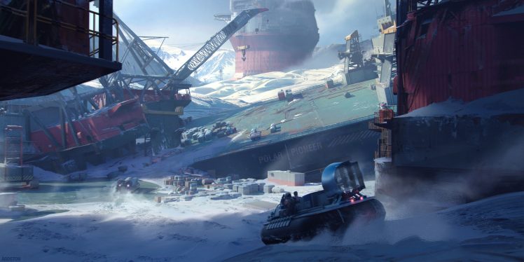 winter, Snow, Ship HD Wallpaper Desktop Background