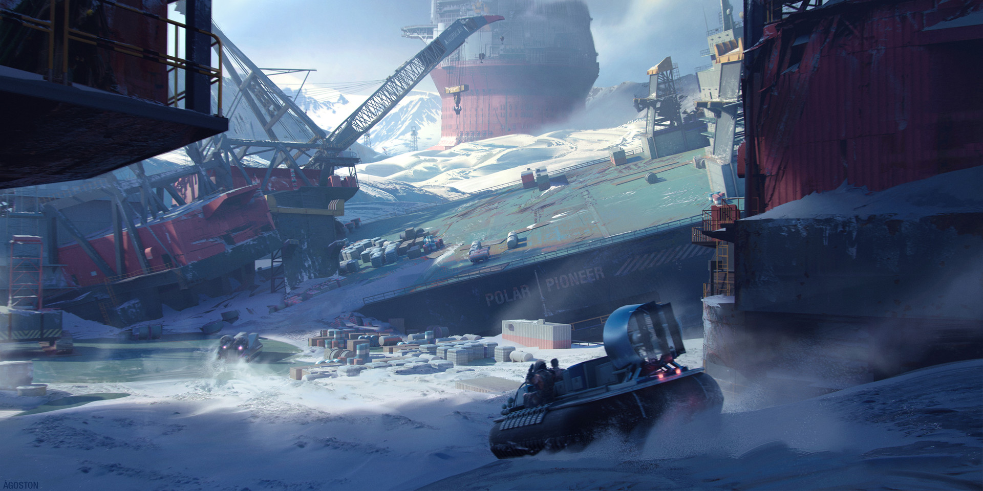 winter, Snow, Ship Wallpaper