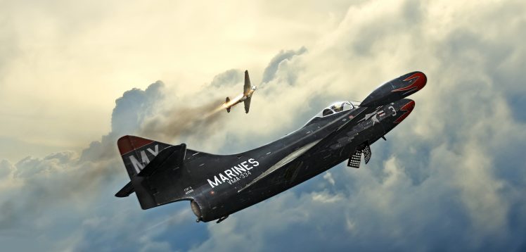 f9f, Jet fighter, Battle HD Wallpaper Desktop Background