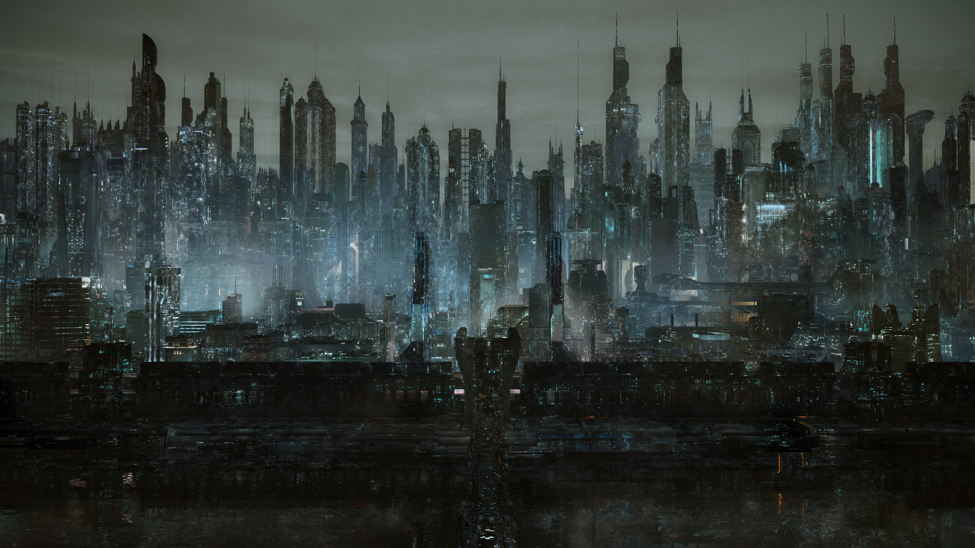 Dark City  Cyber  city  Futuristic Wallpapers  HD Desktop 