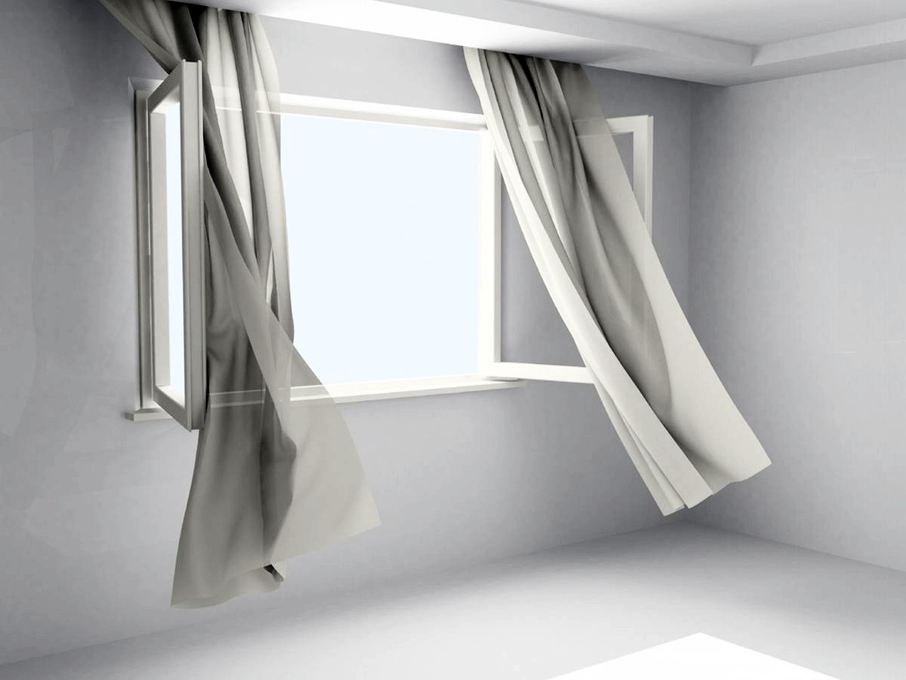 wind, Curtain, Window Wallpaper