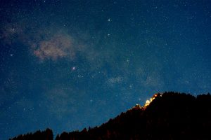 stars, Night, Mountains, Trees, Milky Way