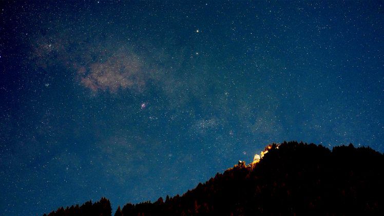stars, Night, Mountains, Trees, Milky Way HD Wallpaper Desktop Background