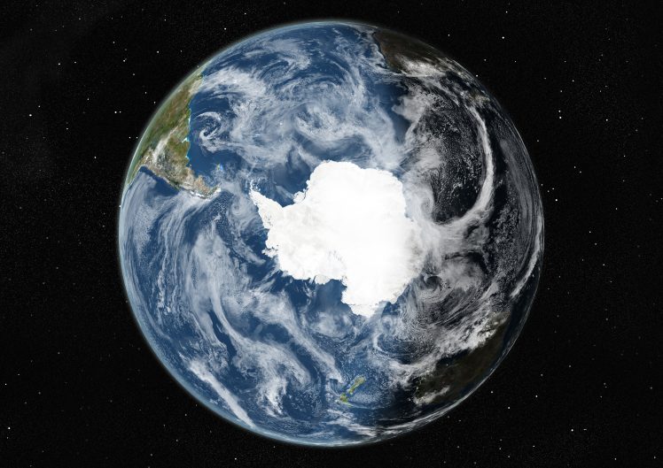 Globe Centred On The South Pole, True Colour Satellite Image HD Wallpaper Desktop Background