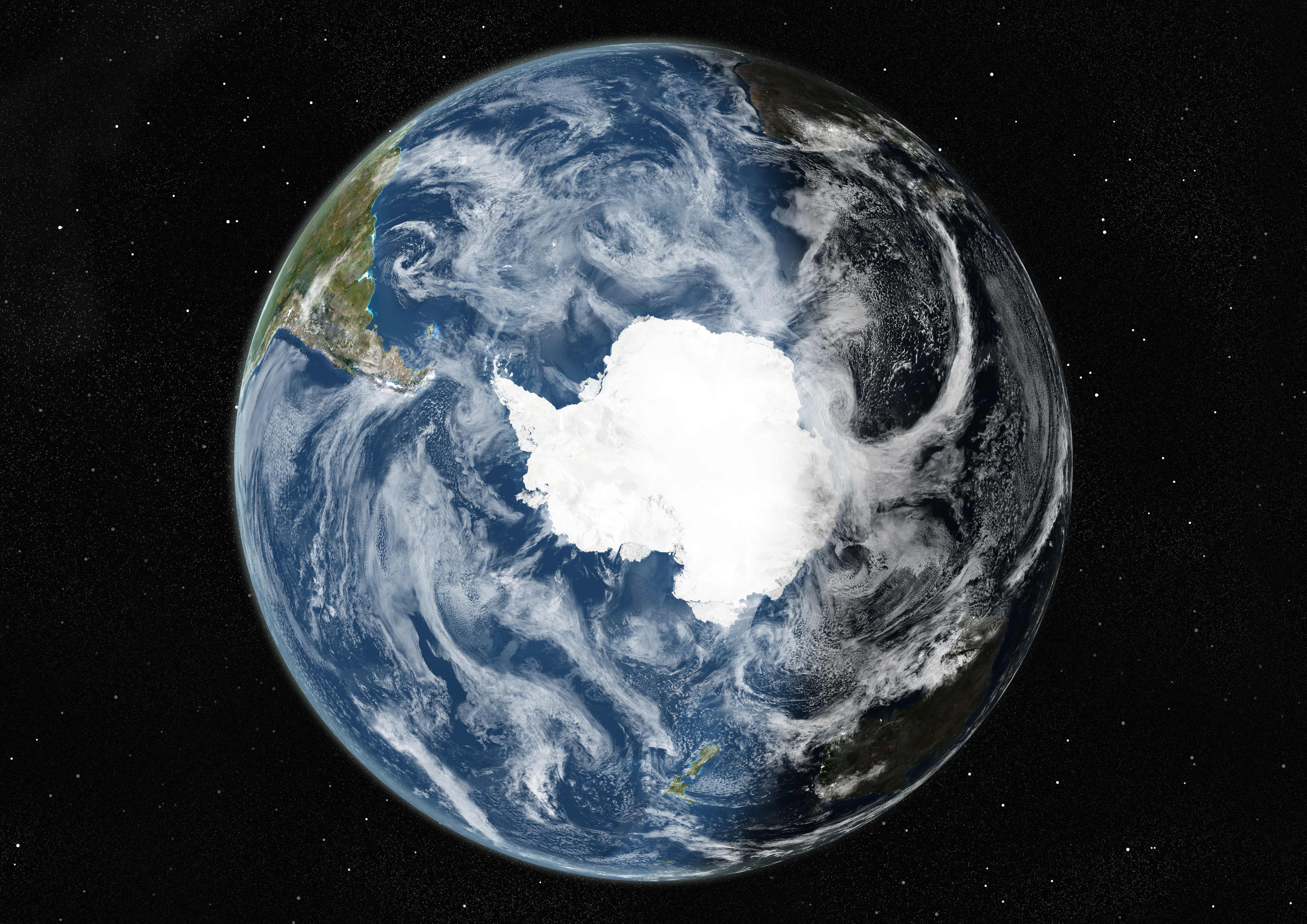 Globe Centred On The South Pole, True Colour Satellite Image Wallpaper