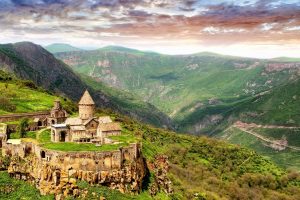 nature, Landscape, Trees, Forest, Castle, Monastery, Armenia, Mountains, Stones, Valley, Hills, Clouds
