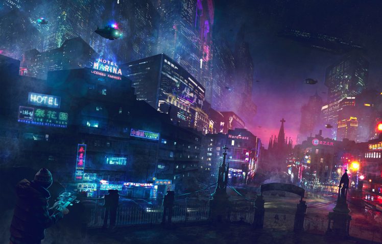 city, Science fiction, Cyberpunk, Neon HD Wallpaper Desktop Background
