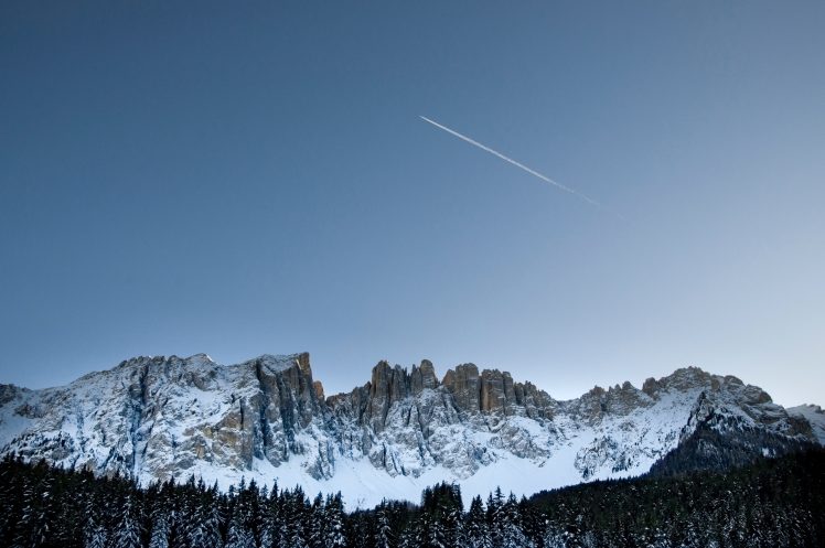 nature, Mountains, Snow, Clear sky, Pine trees, Landscape HD Wallpaper Desktop Background