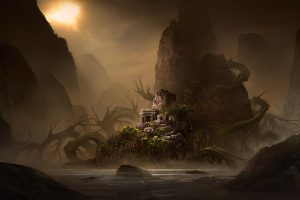fantasy art, Artwork, Digital art, Roots, Landscape, Dark
