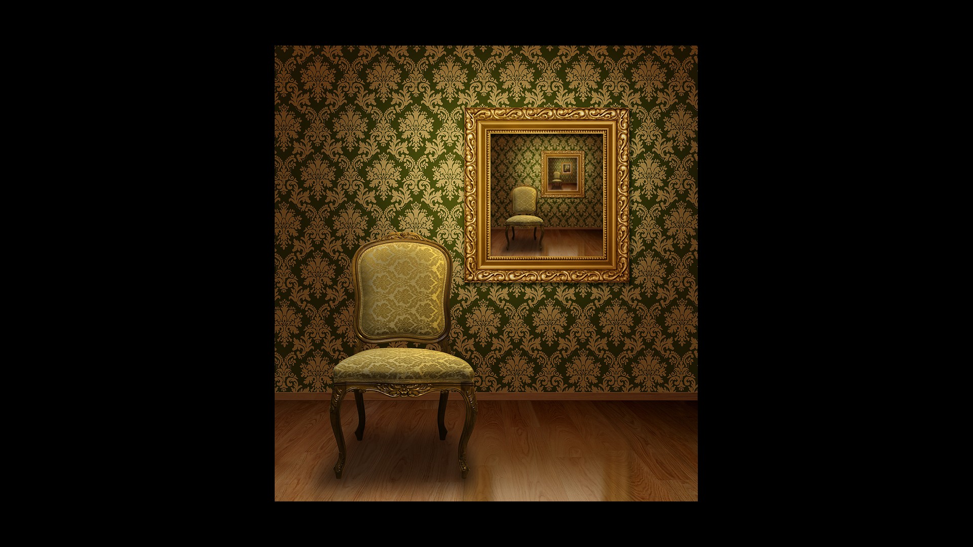 repetition, Room, Vintage, Chair, Picture frames Wallpaper