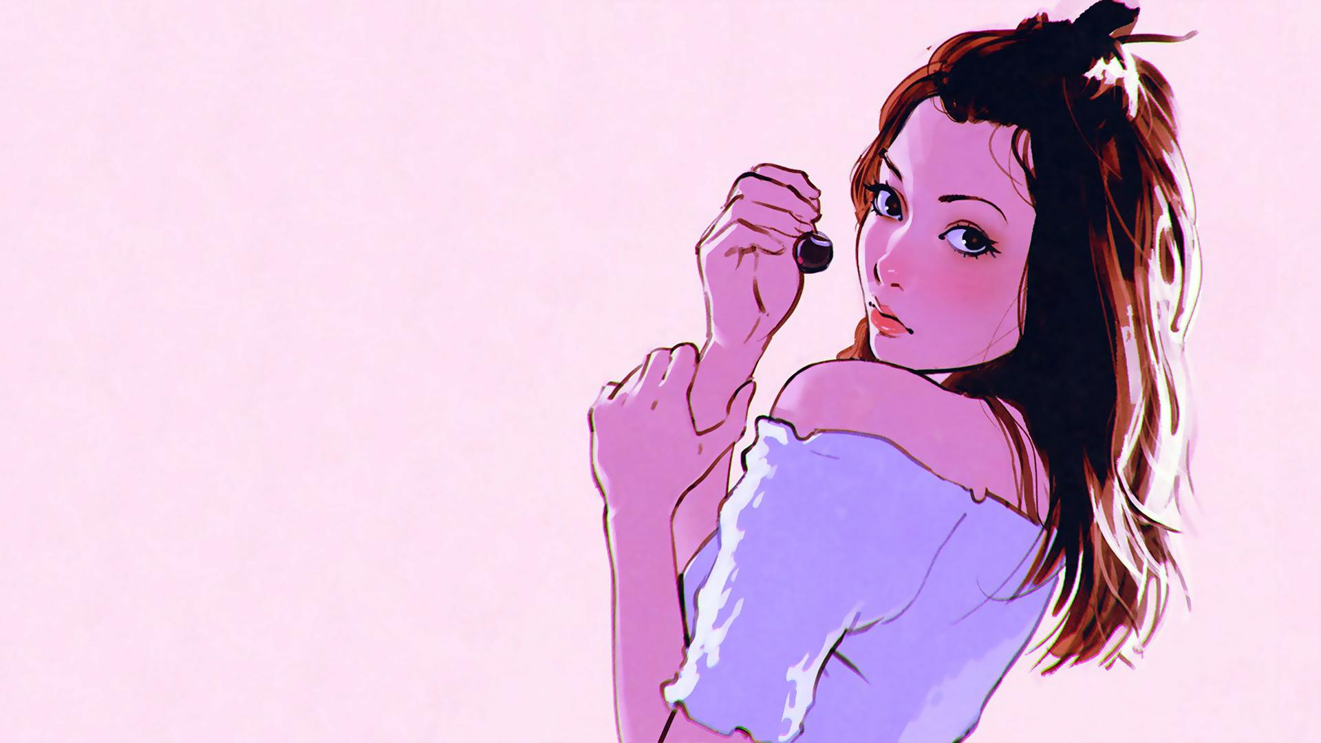 women, Brunette, Looking at viewer, Ilya Kuvshinov, Digital art, Artwork Wallpaper