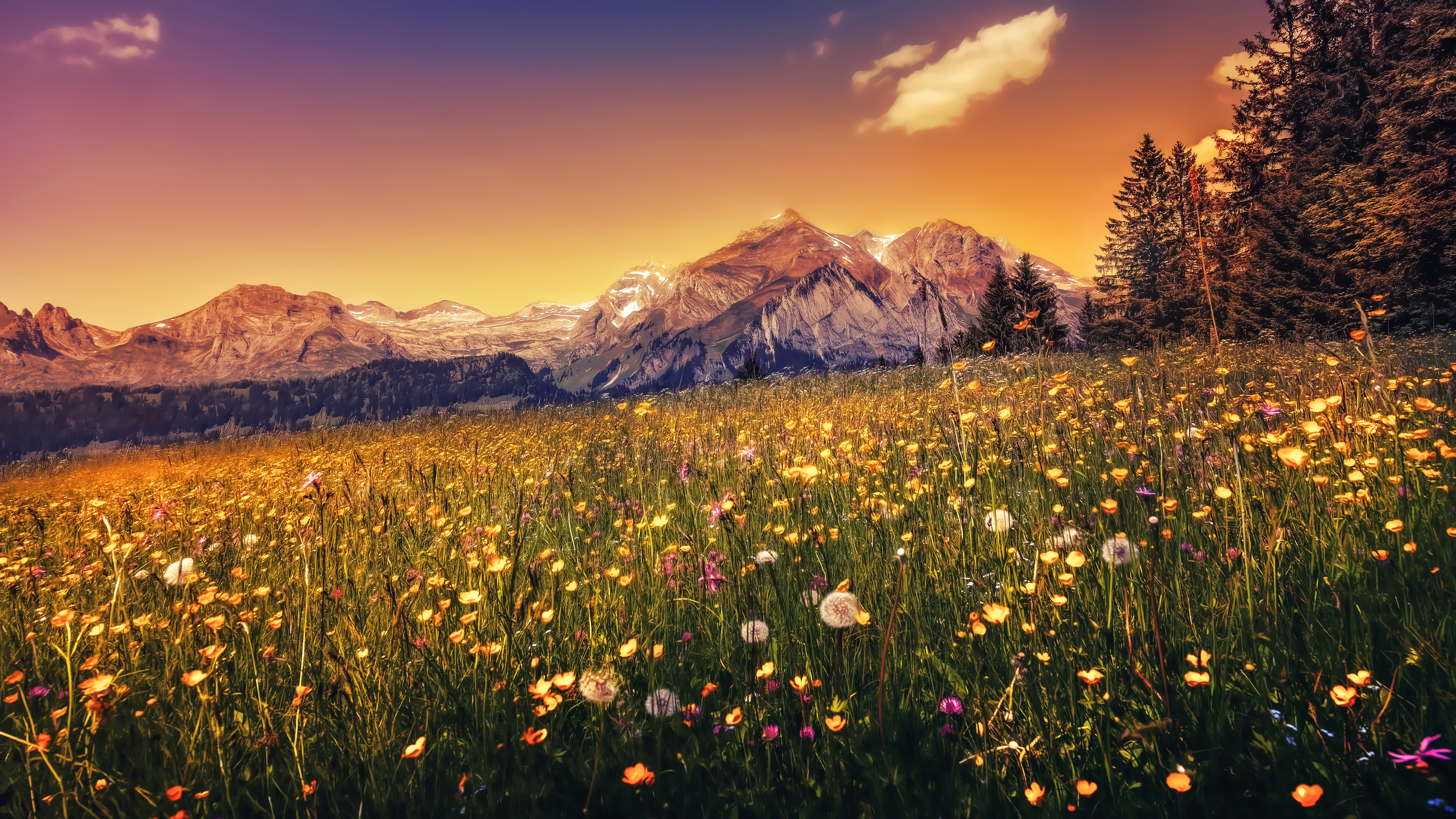 landscape, Nature, Mountains, Sunset, Panoramas, Sunlight Wallpaper