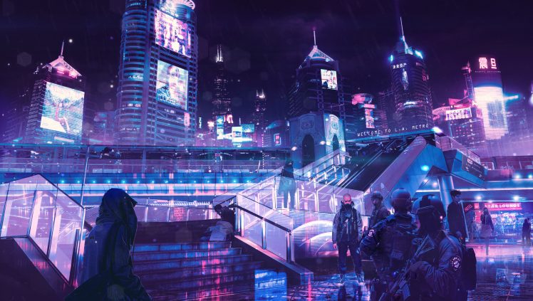 cyberpunk, Neon, Rain HD Wallpaper Desktop Background