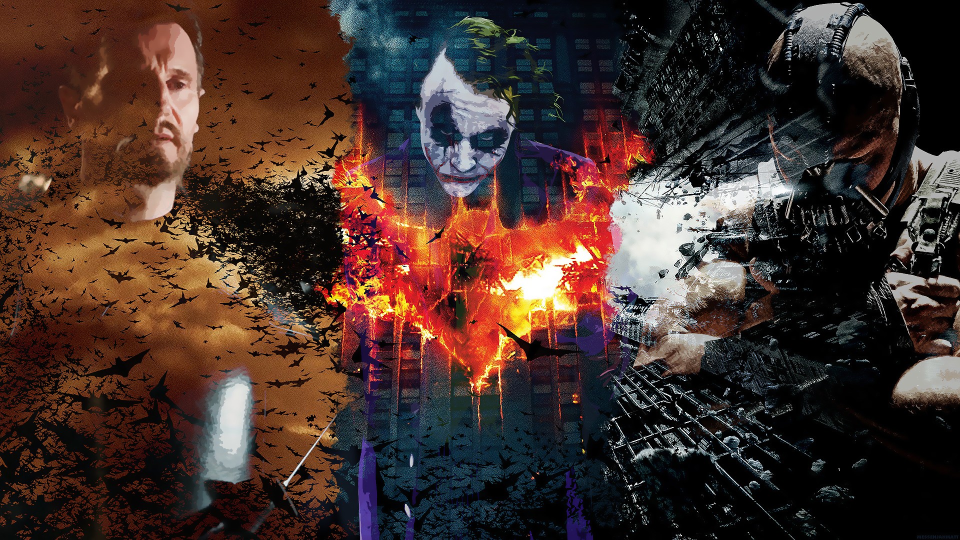 collage, Batman Begins, The Dark Knight, The Dark Knight Rises, Movies