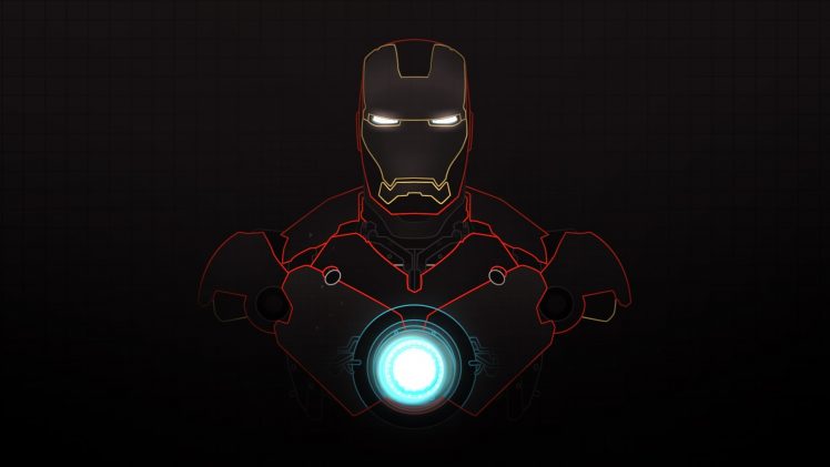  Iron  Man  Dark background Superhero Grid Glowing  
