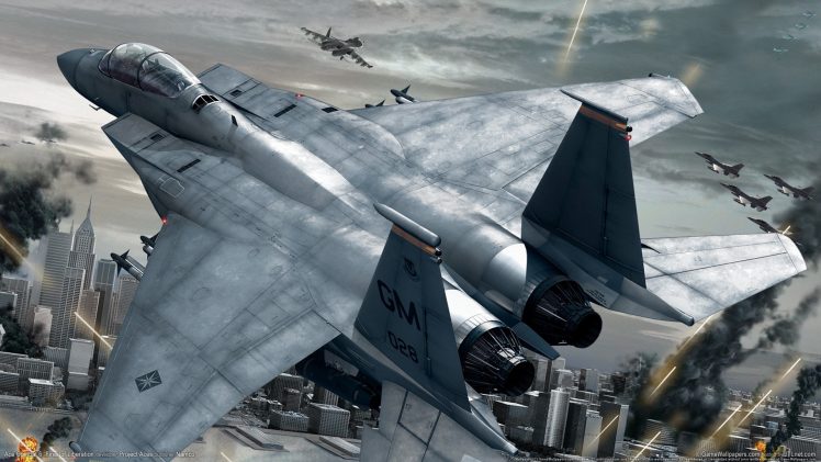 artwork, F15 Eagle, General Dynamics F 16 Fighting Falcon, Ace Combat 6: Fires of Liberation HD Wallpaper Desktop Background
