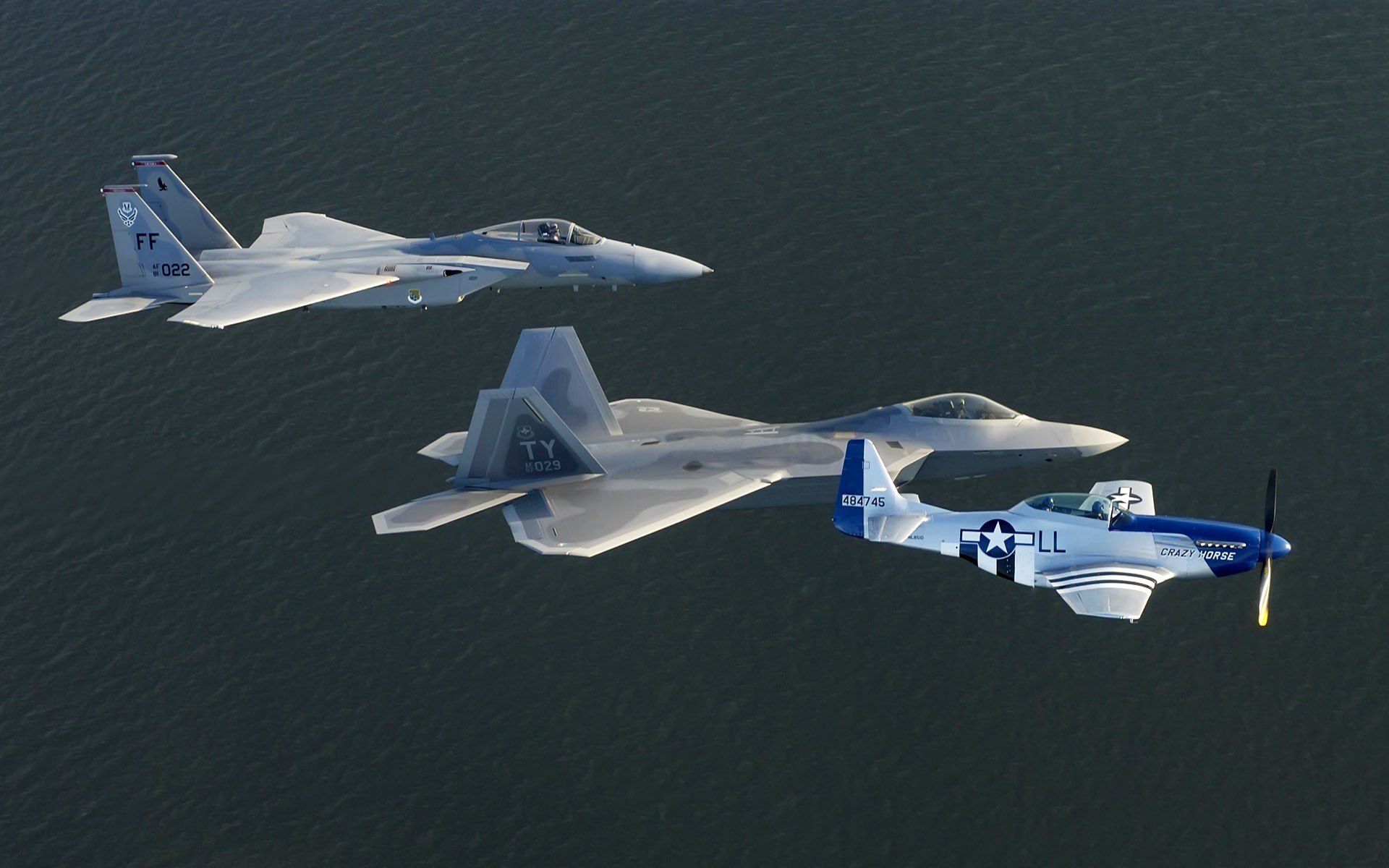 airplane, F22 Raptor, North American P 51 Mustang, F15 Eagle Wallpaper